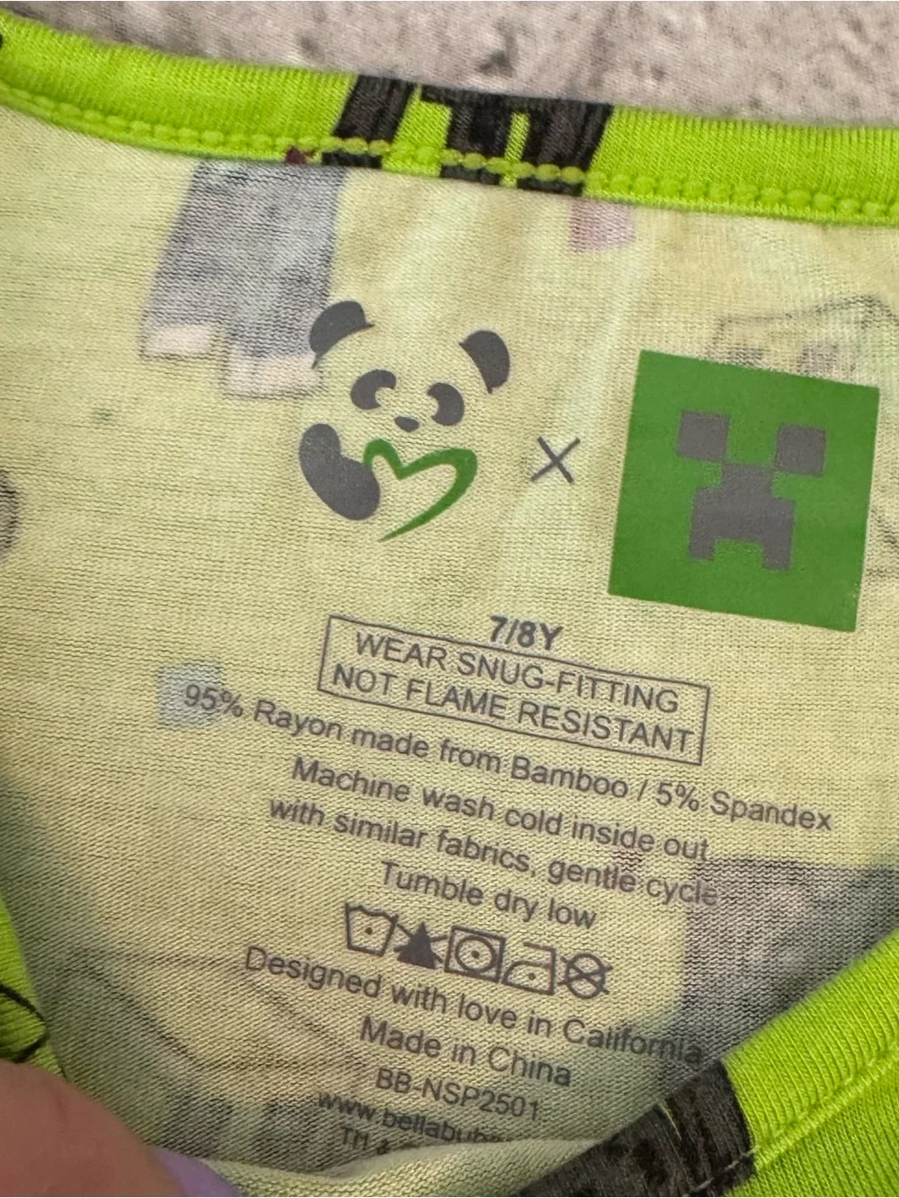 Bellabu Bear Minecraft Bamboo Pajama Set